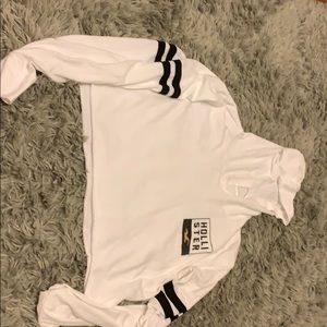 Hooded white Hollister long sleeve crop top
